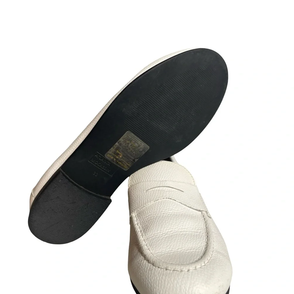 Atlanta Moccasin white leather size 33 (USA) 3 kids penny loafers driving boat